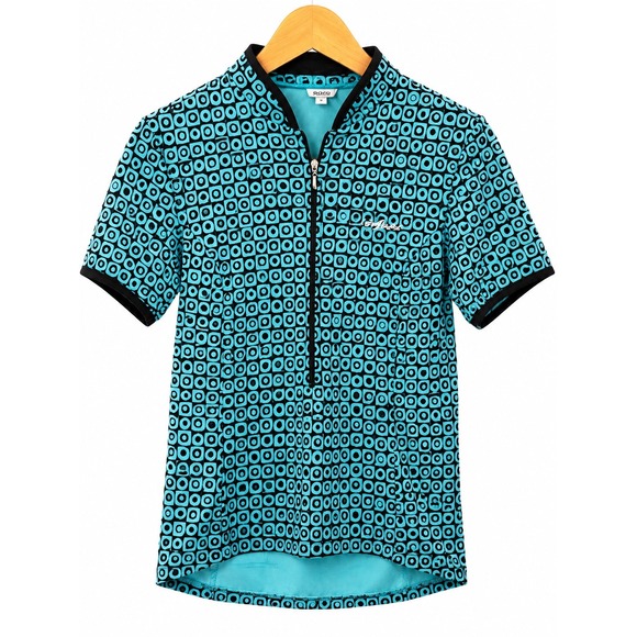 shebeest Tops - Shebeest Womens Cycling Jersey Teal Black Geometric Mod Print Short Sleeve S